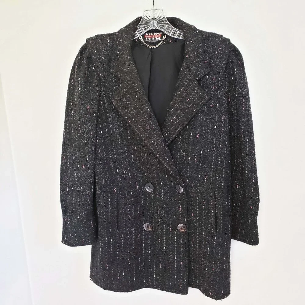 New York Girl Women's Black Double Breasted Half Trench Jacket Coat - Picture 12 of 12